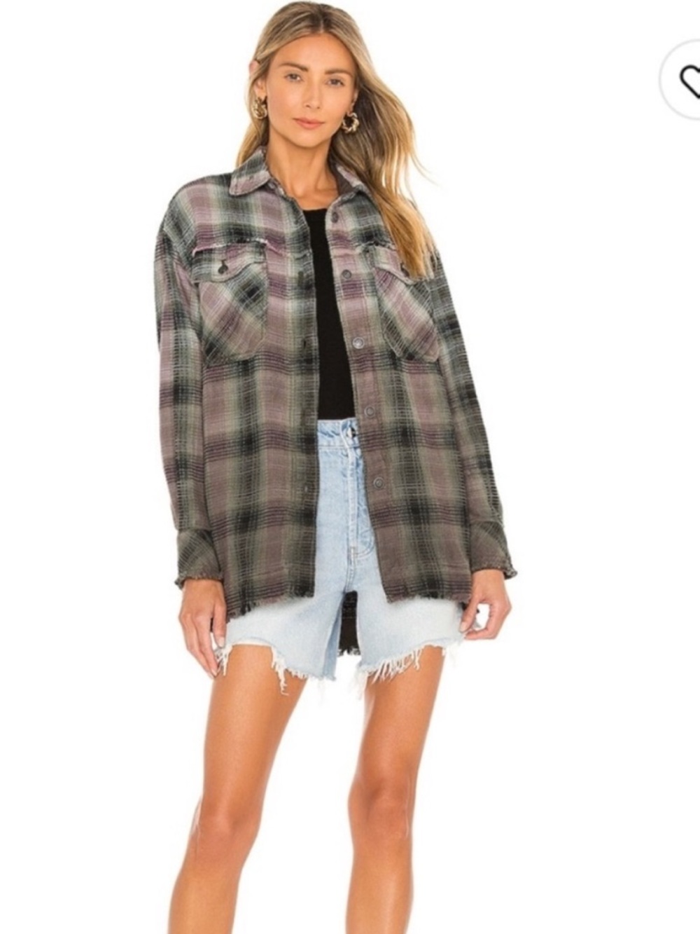 Free People We The Free Anneli Plaid Shirt Jacket Shacket Spanish Olive XS - Picture 11 of 16